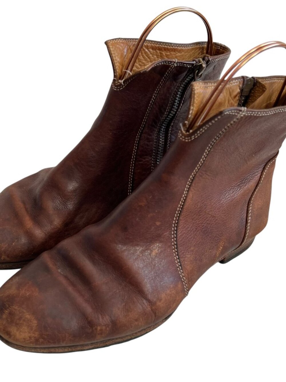 Billy Reid ankle boots brown leather womens 7 zip up booties flat